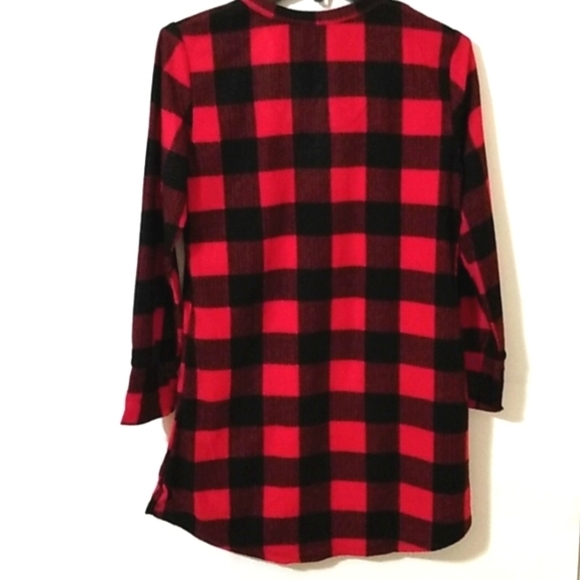 BORN RED BLACK PLAID LONG SLEEVE PAJAMA LOUNGE DRESS SIZE MEDIUM NWT - Picture 3 of 5